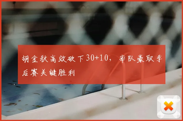 胡金秋高效砍下30+10，率队豪取季后赛关键胜利